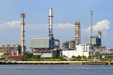 River and oil refinery factory