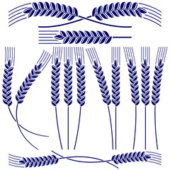 Ears of wheat and rye  icon  set vector  illustration
