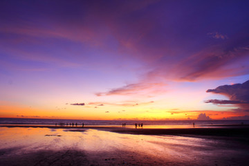 Fototapeta na wymiar Sunset at double six beach, Bali