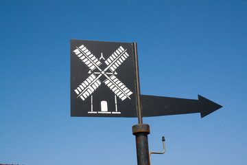 Panneau indicateur de moulins en Bretagne à la Pointe du Van