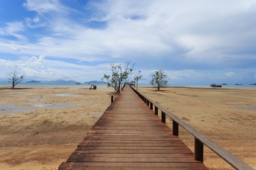 Obraz premium Most nad morzem podczas odpływu