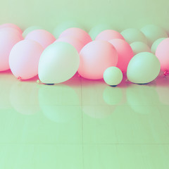 pink and white balloon on floor