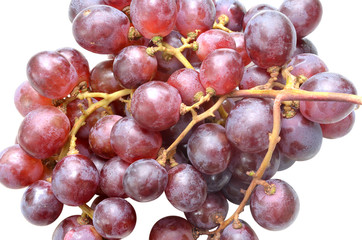 Fresh red grapes isolated on white background.