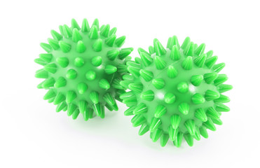 Two massage balls on white
