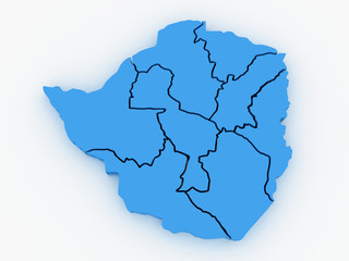 3d Zimbabwe administrative map