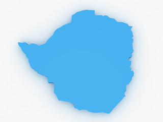 Obraz premium 3D render map of Zimbabwe