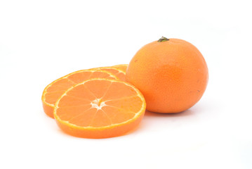 Slice of fresh orange isolated on white background