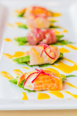 Sashimi avocado japanese food