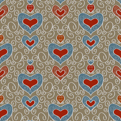 Abstract holiday seamless pattern with hearts 2