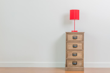 Lamp on bedside table