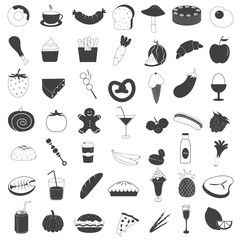 Fototapeta na wymiar Food and Drink Icons Collection