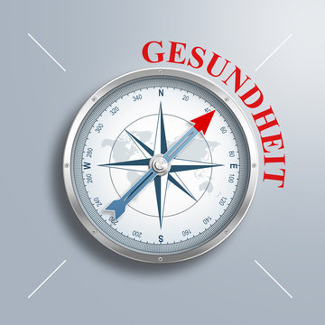 Kompass mit dem Wort "Gesundheit"