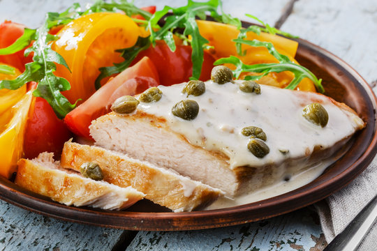 chicken fillet with caper sauce