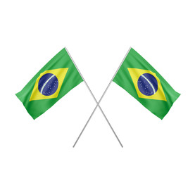 two crossed  Flag of Brazil