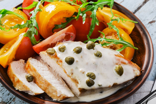 chicken fillet with caper sauce