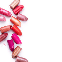 Lipsticks isolated on white background