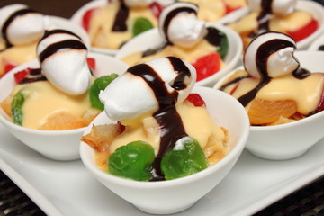 Bread pudding mixed raisin dryfruit and bread.