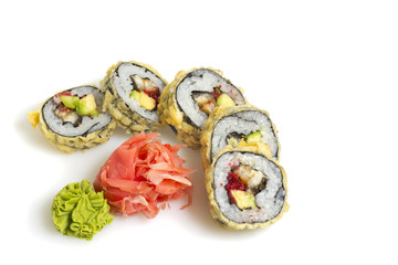 Sushi roll isolated on white background