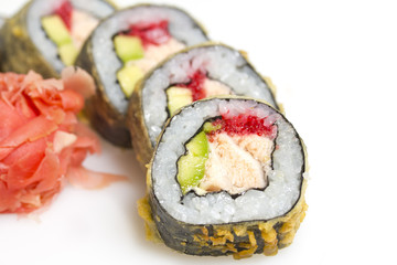 Sushi roll isolated on white background