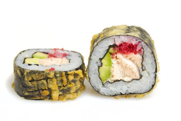 Sushi roll isolated on white background