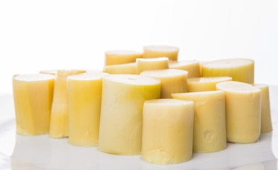 Bamboo shoot on a white plate