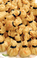 Several Fried Dim sum in Plate