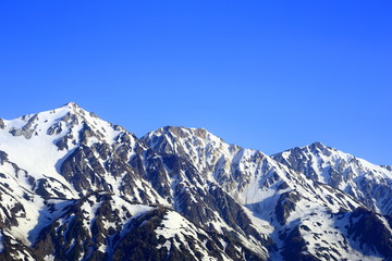 Fototapeta na wymiar 雪が残る北アルプス山脈