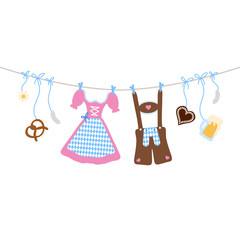 Hanging Octoberfest Symbols Pattern Blue