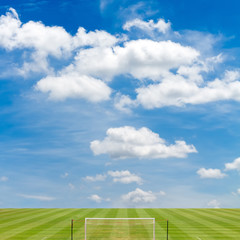 Fototapeta premium soccer field with blue sky background