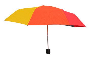 side view of open multicolored umbrella