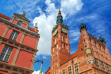 Fototapeta premium Architecture of historical city hall in Gdansk, Poland