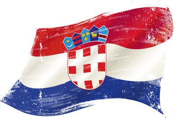 Fototapeta premium waving croatian grunge flag