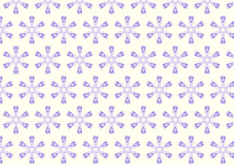 Purple Tribal or Roots Shape and Bloossom Pattern on Pastel Back