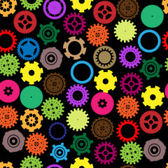 Seamless vector gear and cogwheel retro color