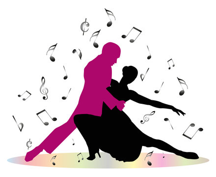 ballerini di tango e note musicali