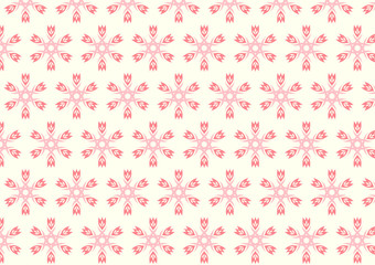 Red Tribal or Roots Shape and Bloossom Pattern on Pastel Backgro