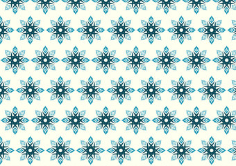 Blue Tribal Bloom and Lobe Pattern on Pastel Background