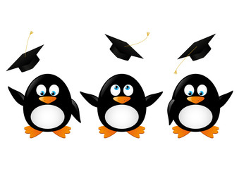 Student penguins isolated on white