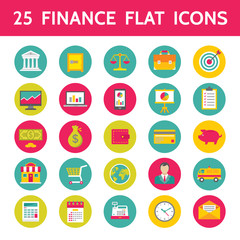 25 Finance Flat Icons in Vector Format