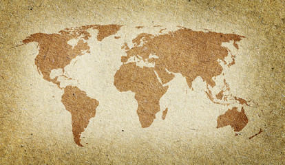 Vintage world map. Old paper texture background