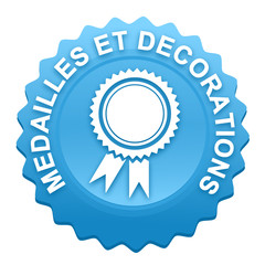 médailles et décorations sur bouton web denté bleu