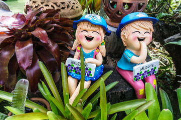 doll stone decoration in garden