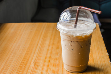 Iced coffee on table
