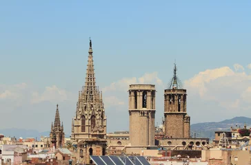 Deurstickers Gothic spikes and towers of temples. Barcelona, Spain © photobeginner