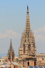 Gothic spikes of temple. Barcelona, Spain