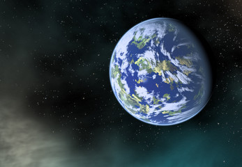 earth planet with one side shadow on cosmos stars backgrounds
