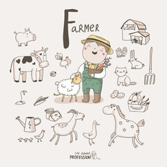 Alphabet Profession. Letter F - Farmer - 65818000