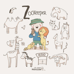 Cute vector alphabet Profession. Letter Z - Zookeeper - 65818043