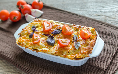 Lasagna with cherry tomatoes