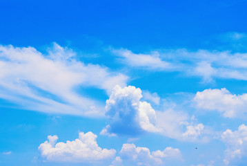 Naklejka na ściany i meble Cloudscape. Blue sky and white cloud.